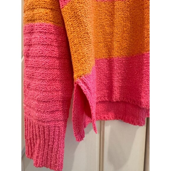 NWT Wishlist Knit Striped Quarter Button Sweater Pink Orange Womens Size XL - Picture 4 of 9
